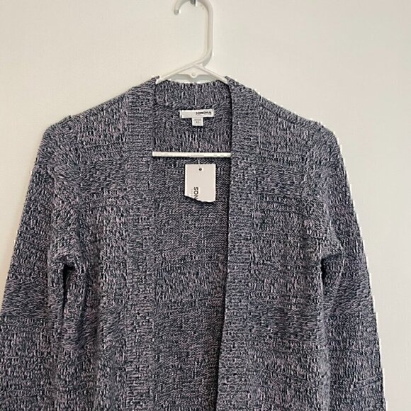 NEW NWT SONOMA Allover Stitch Cardigan Teal Lilac Lavender Pink Open Sweater XS - Picture 3 of 14